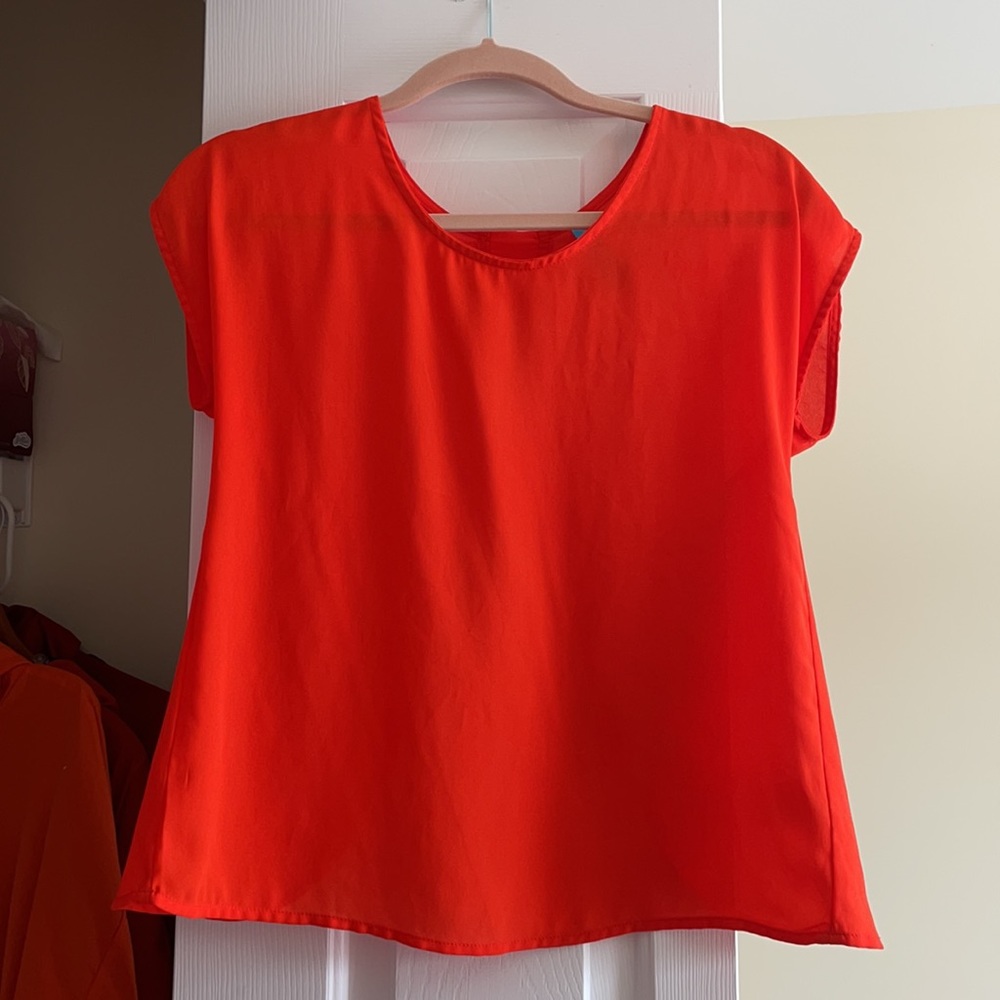 Orange Open Back Blouse